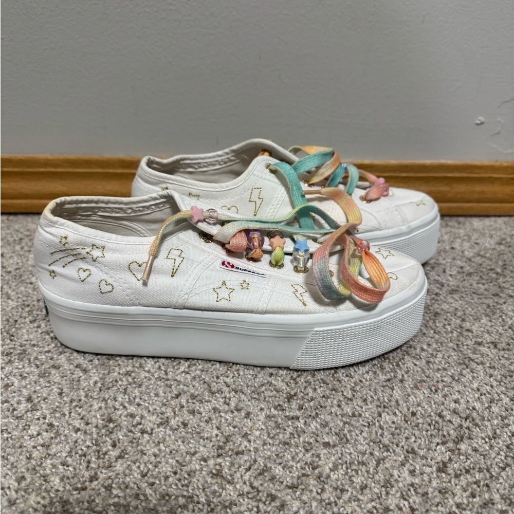 Superga Women's 2790-Embroidery Laced Beaded Rainbow Sneaker - Picture 2 of 11